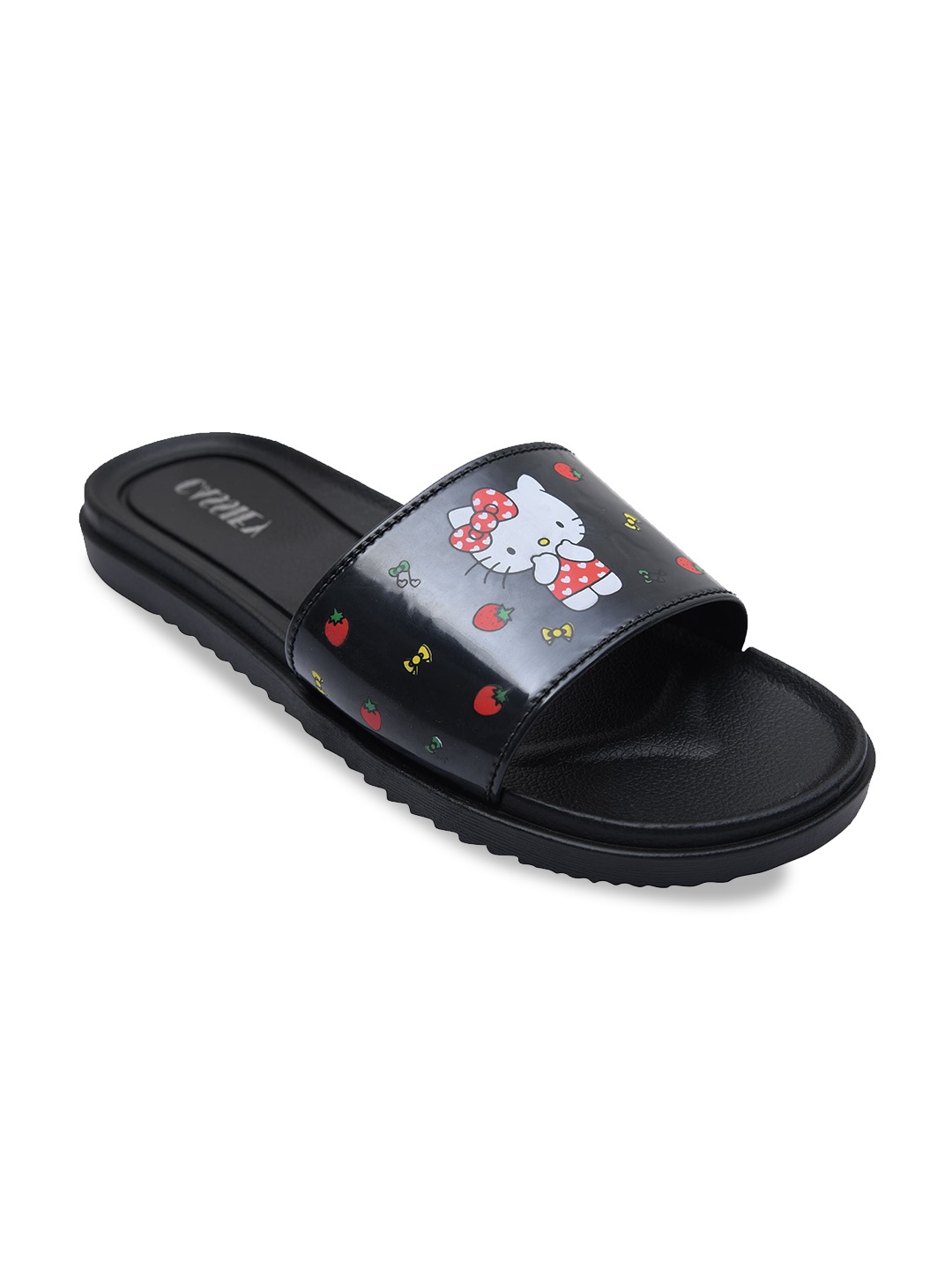 

CASSIEY Women Printed Rubber Sliders, Black