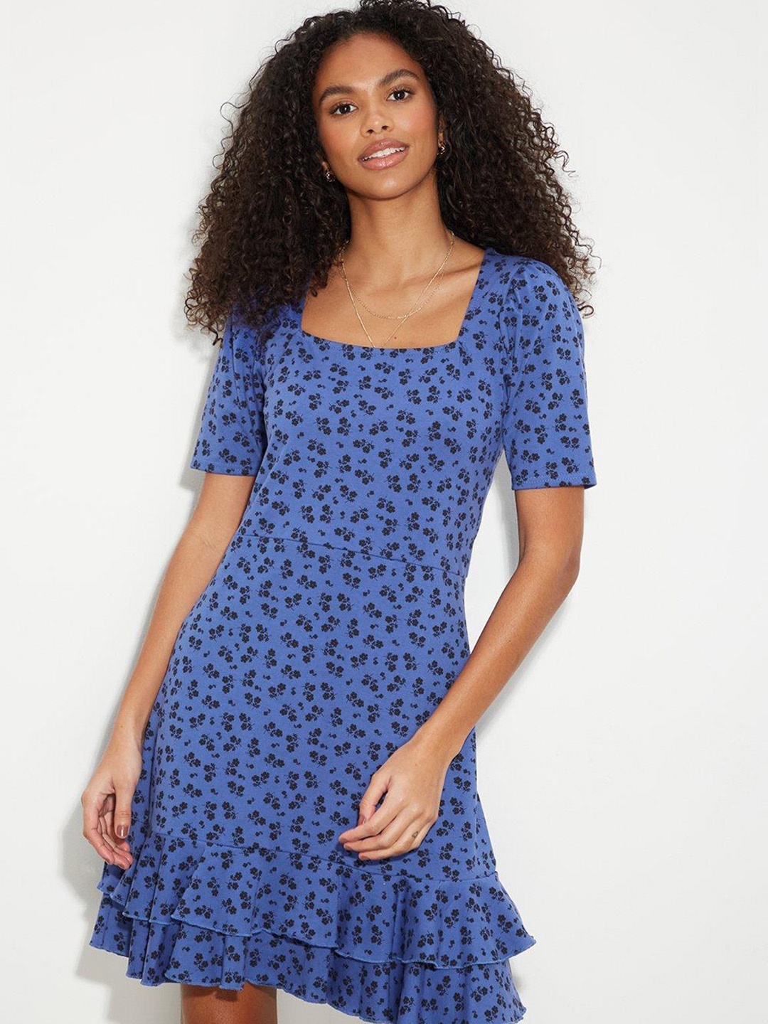 

DOROTHY PERKINS Floral Ruffle A-Line Dress, Blue