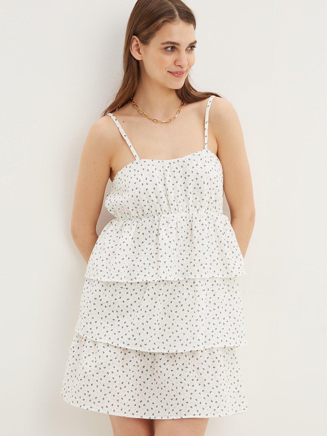 

DOROTHY PERKINS Ditsy Floral A-Line Dress, Off white