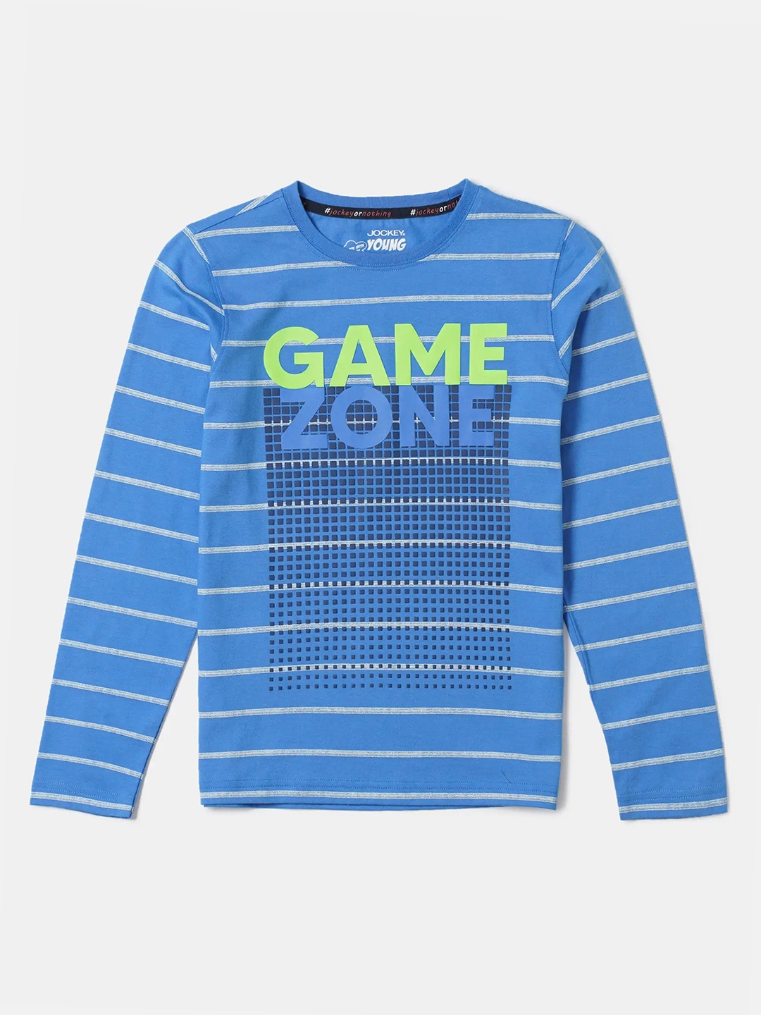 

Jockey Boys Super Combed Cotton Round Neck Printed Full Sleeve T-shirt-CB04, Blue