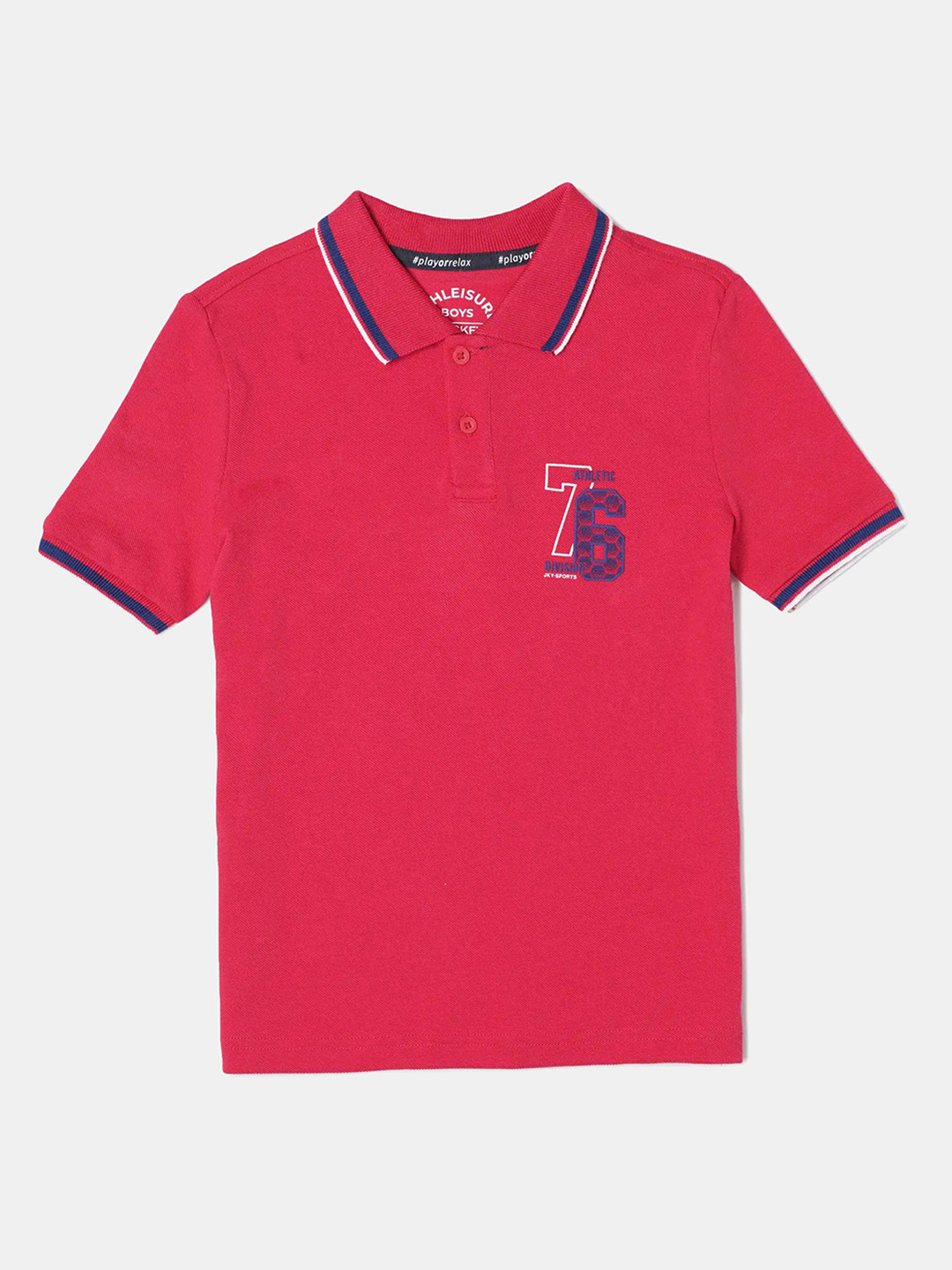 

Jockey Boys Super Combed Cotton Graphic Printed Half Sleeve Polo Tshirt-AB24, Red