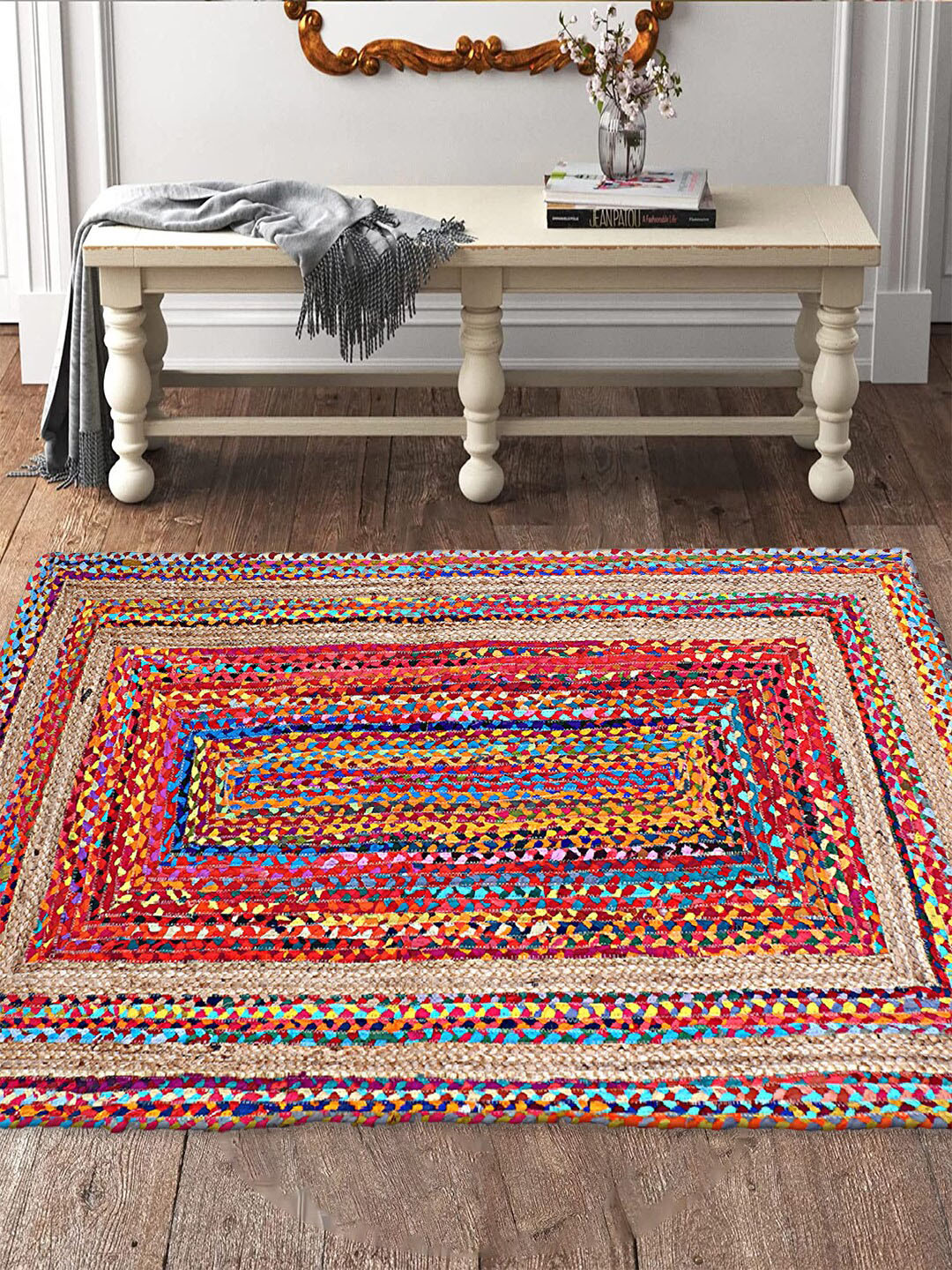 

Kuber Industries Woven Design Jute Carpet, Beige