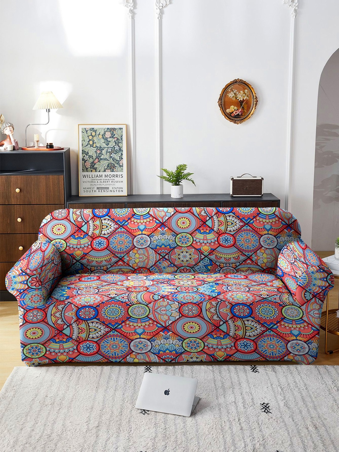 

Cortina Blue & Pink Quirky Printed 3 Seater Sofa Cover