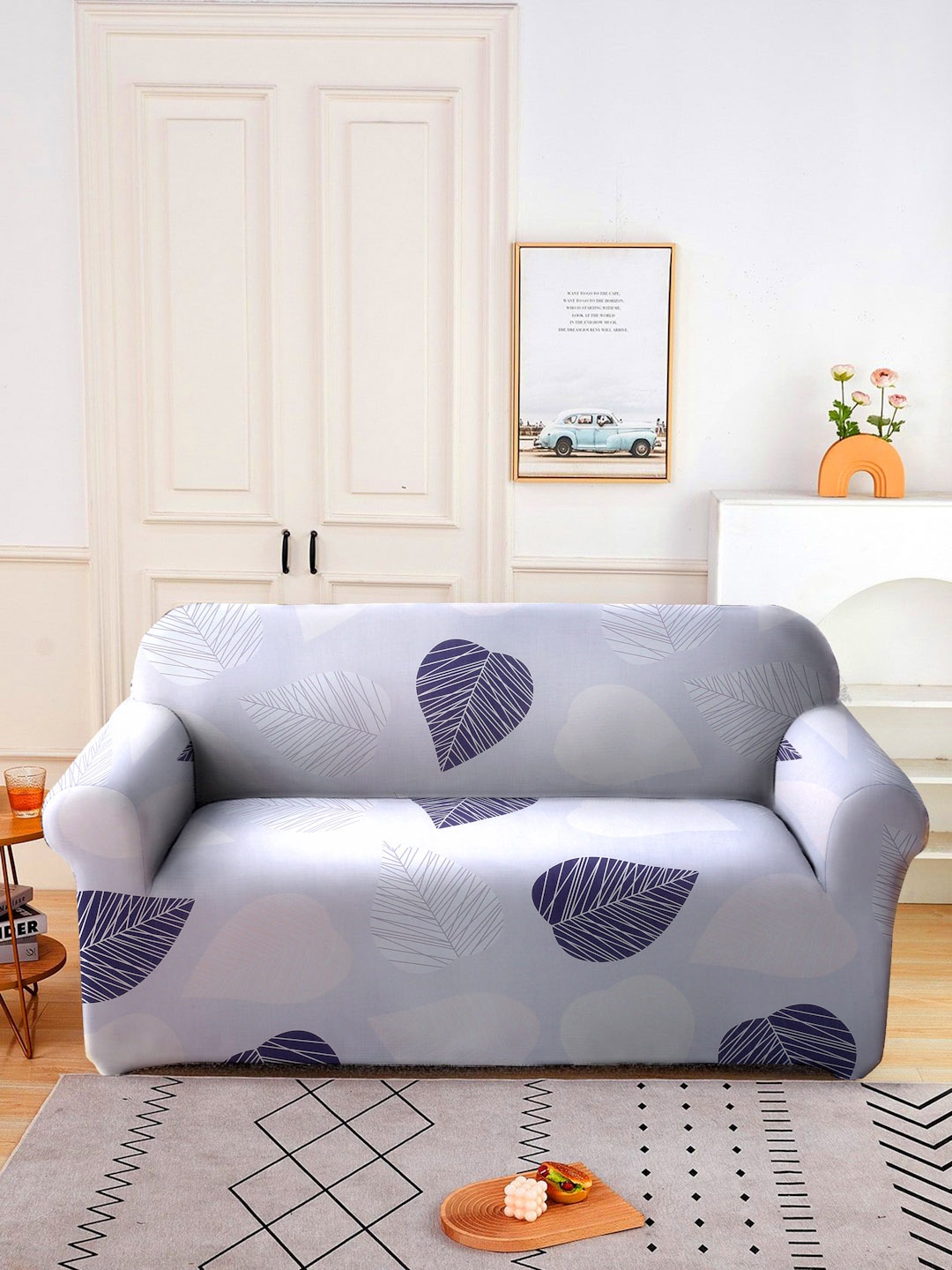 

Cortina Lavender & Black Quirky-Printed Double-Seater Sofa Cover