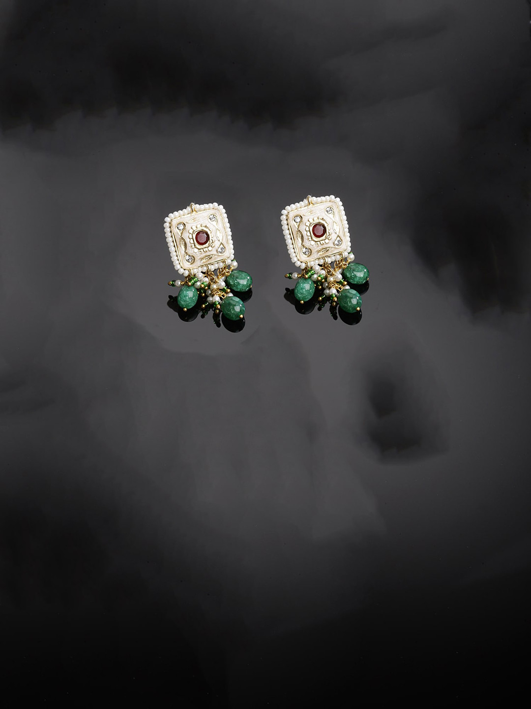 

DUGRISTYLE Gold Plated Classic Drop Earrings With American Diamonds & Pearls