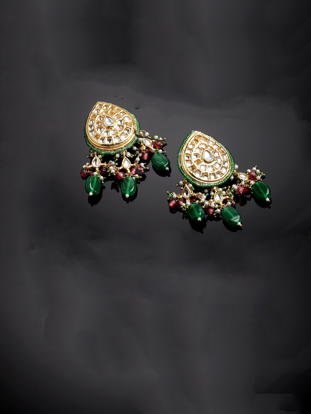 

DUGRISTYLE Gold Plated Classic Drop Earrings With Kundan & Pearls