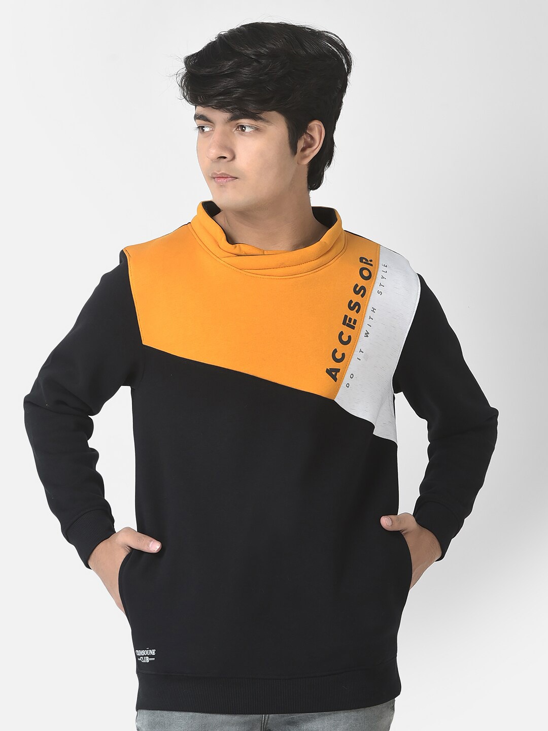 

Crimsoune Club Boys Colourblocked Sweatshirt, Mustard