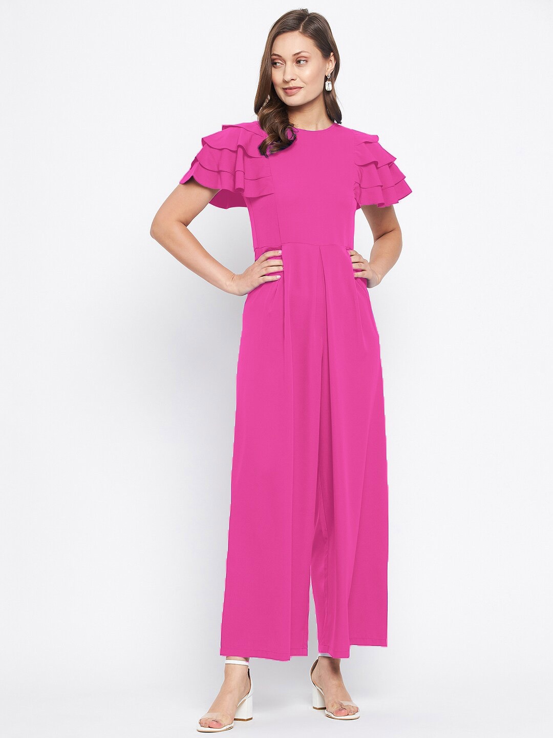 

Uptownie Lite Basic Jumpsuit with Ruffles, Pink