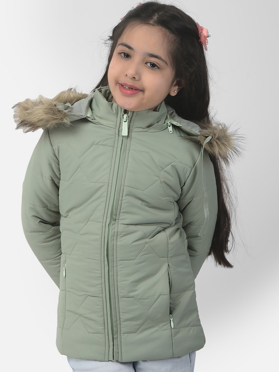 

Crimsoune Club Girls Hooded Padded Jacket, Green