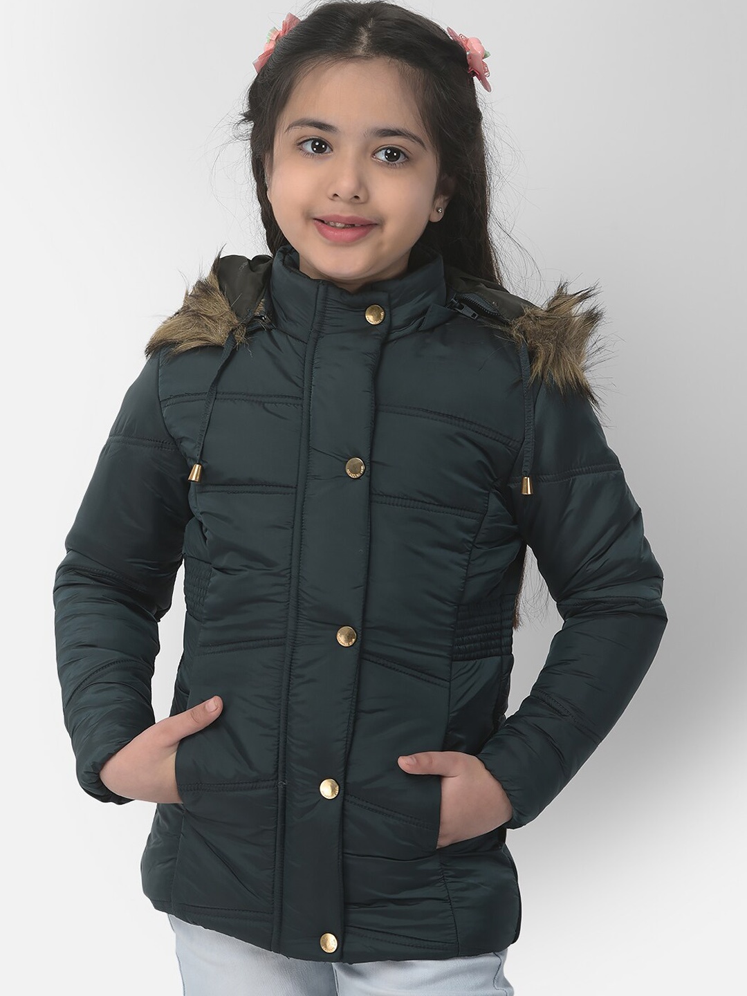 

Crimsoune Club Girls Hooded Padded Jacket, Green