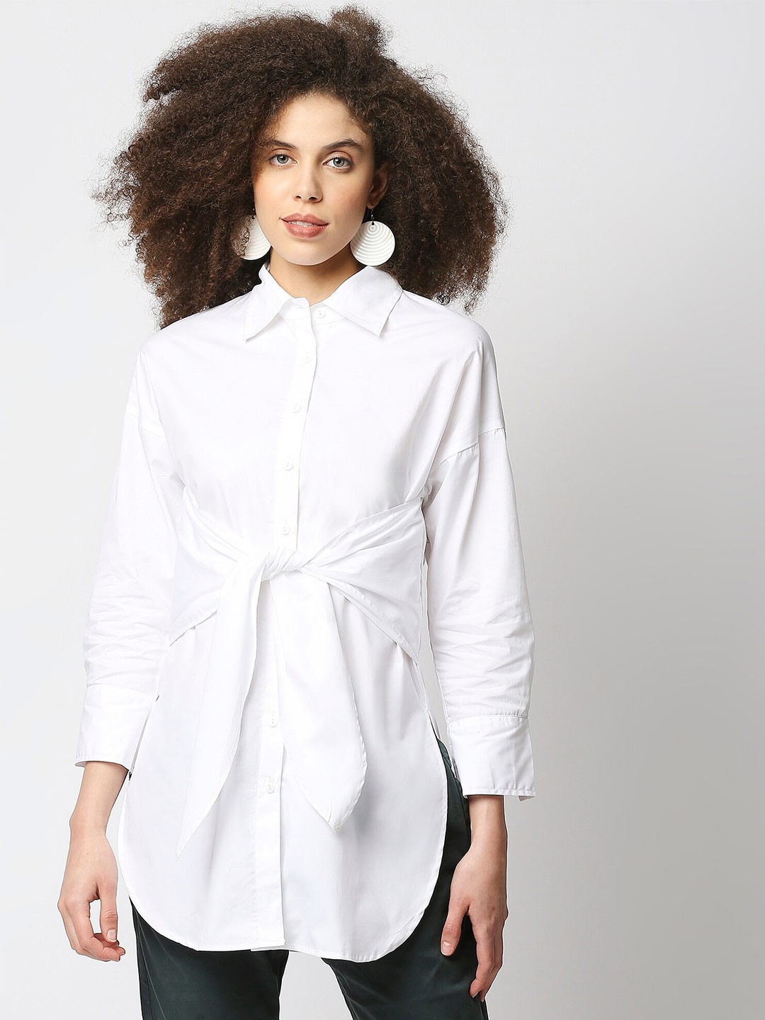 

Remanika Women Cotton Solid Comfort Casual Shirt, White