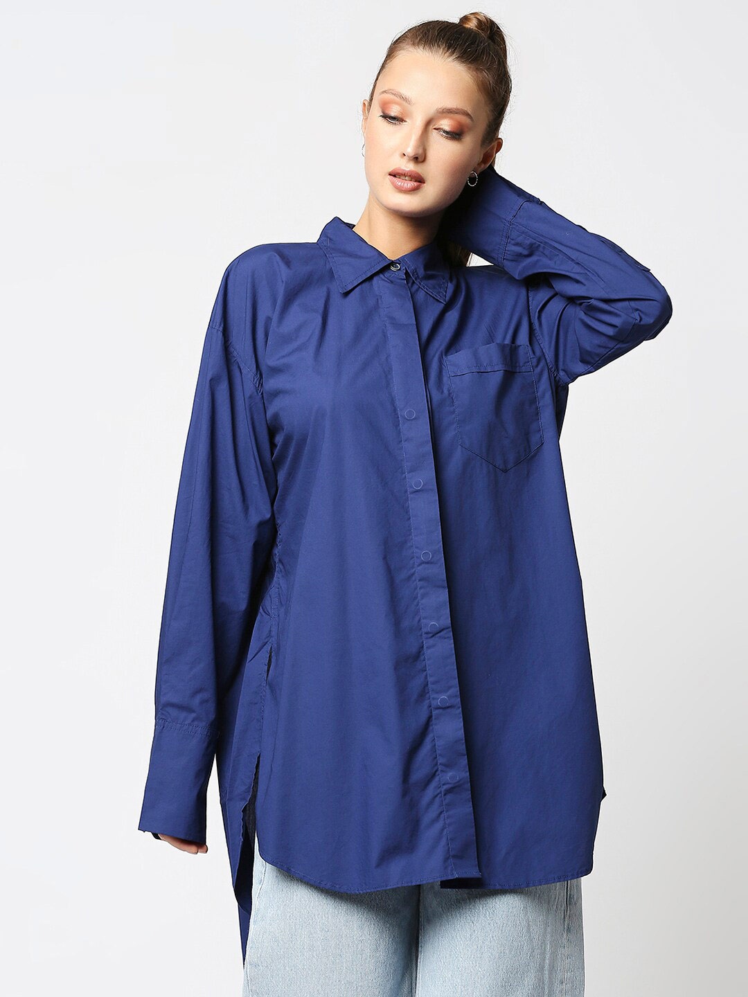 

Remanika Women Comfort Pure Cotton Casual Shirt, Blue