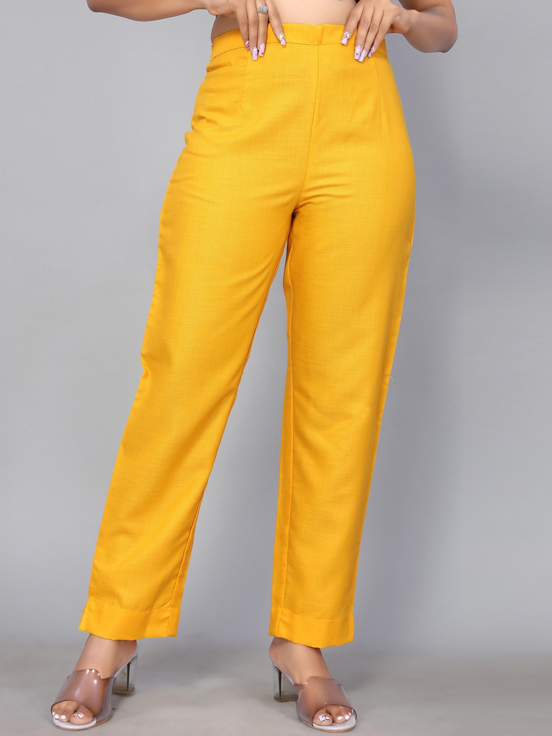 

KALINI Women Cotton Regular Trouser, Mustard