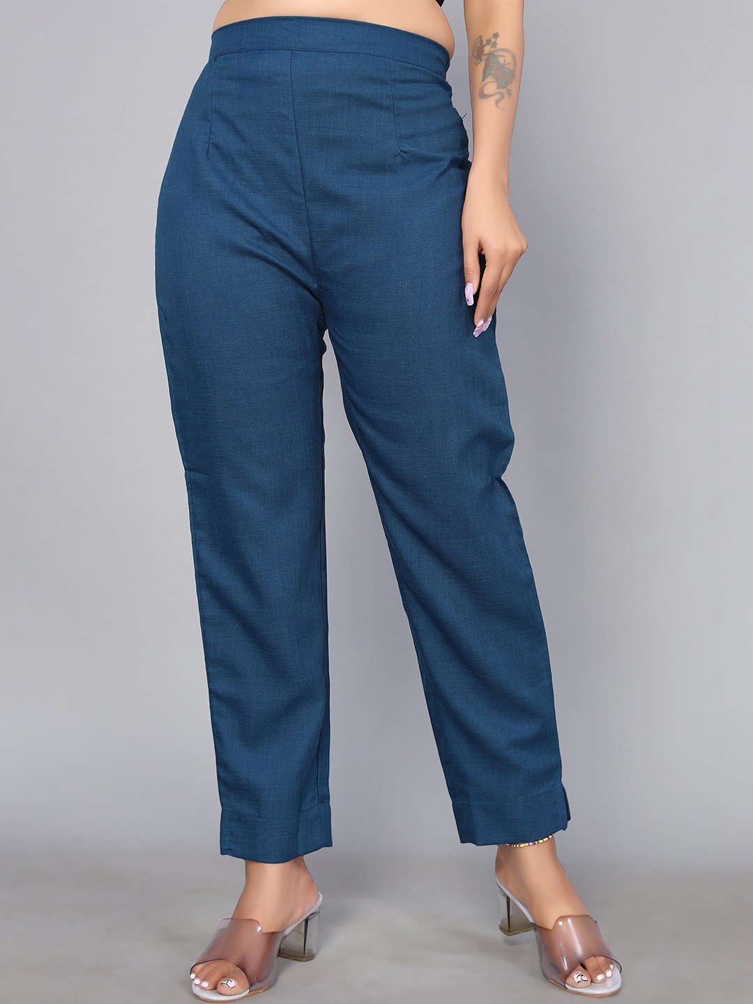 

KALINI Women Poly Cotton Trousers, Teal