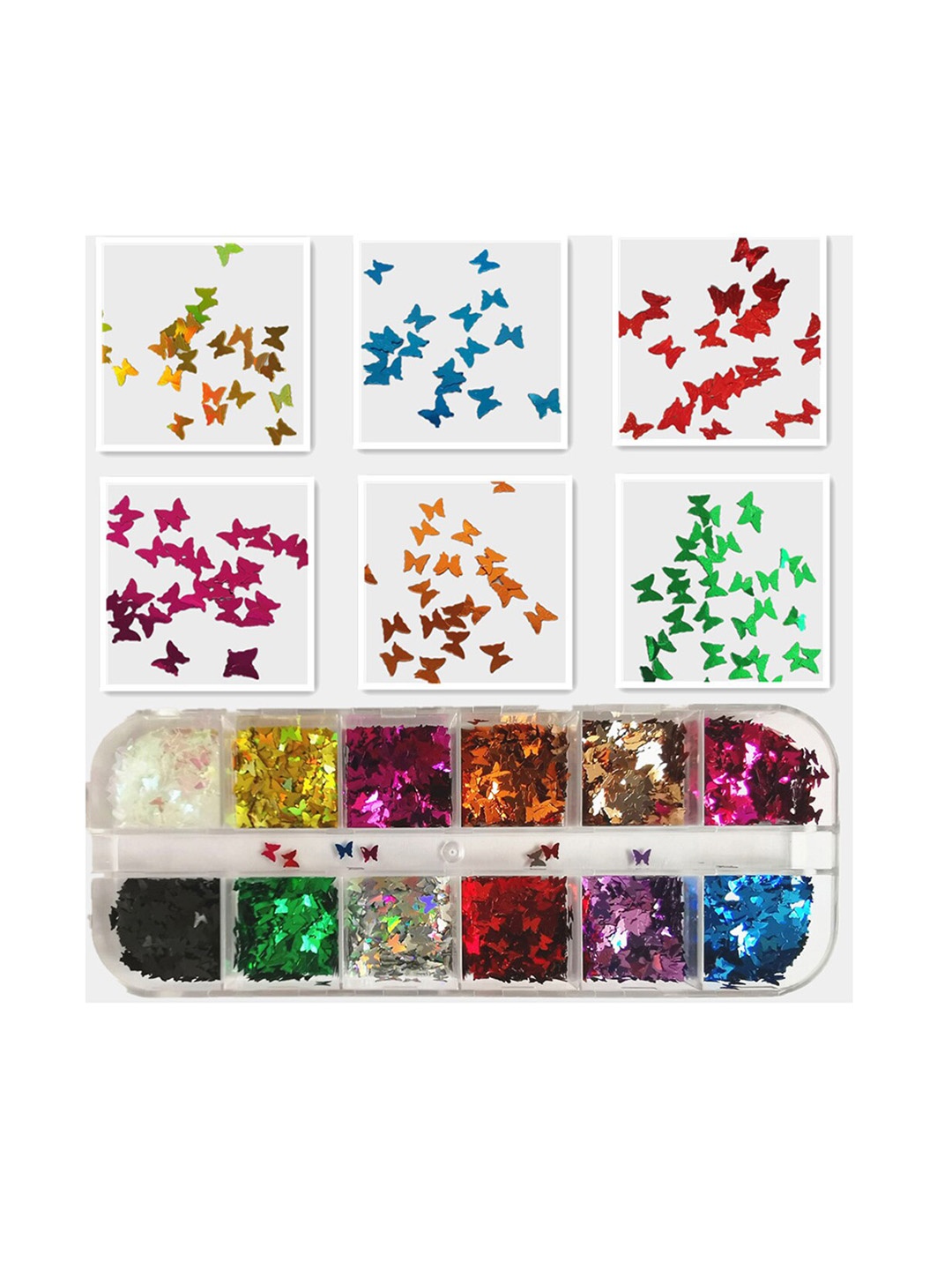 

S.A.V.I. 12 Styles Butterfly Sequins DIY Nail Art Accessories, Multi