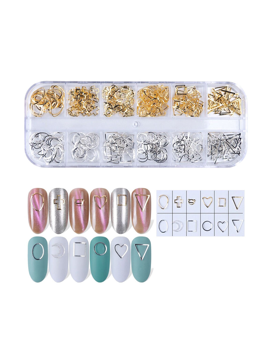 

S.A.V.I. 4 Geometric Shapes Metal Alloy DIY Nail Art Accessories, Multi