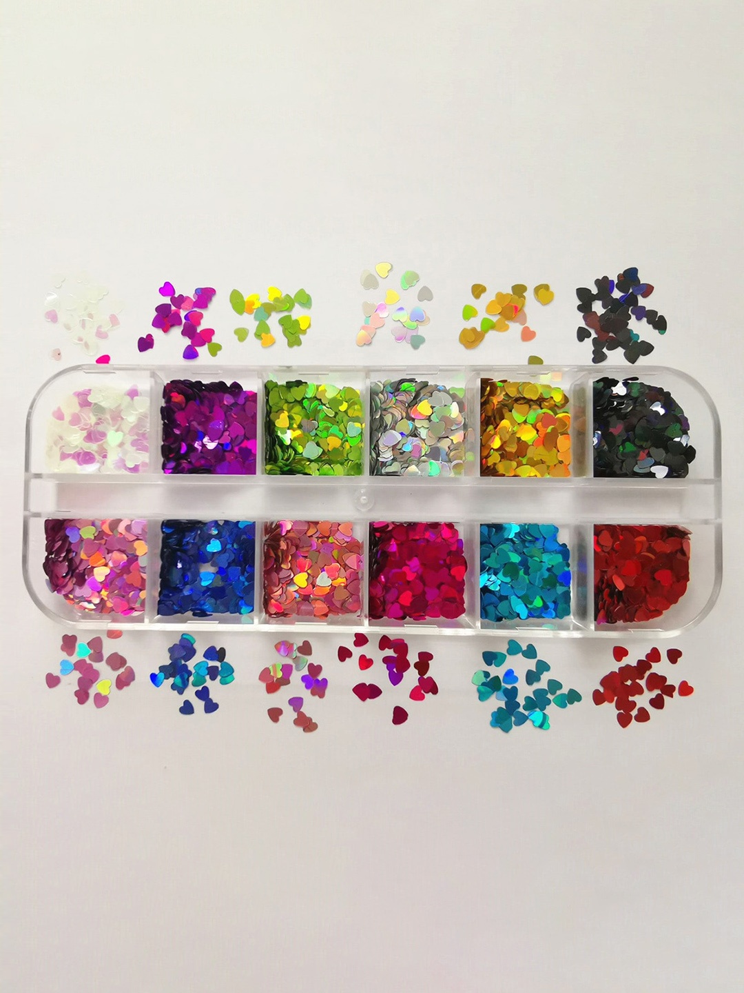 

S.A.V.I. 12 Styles Sequins Hearts Shape DIY Nail Art Accessories, Multi