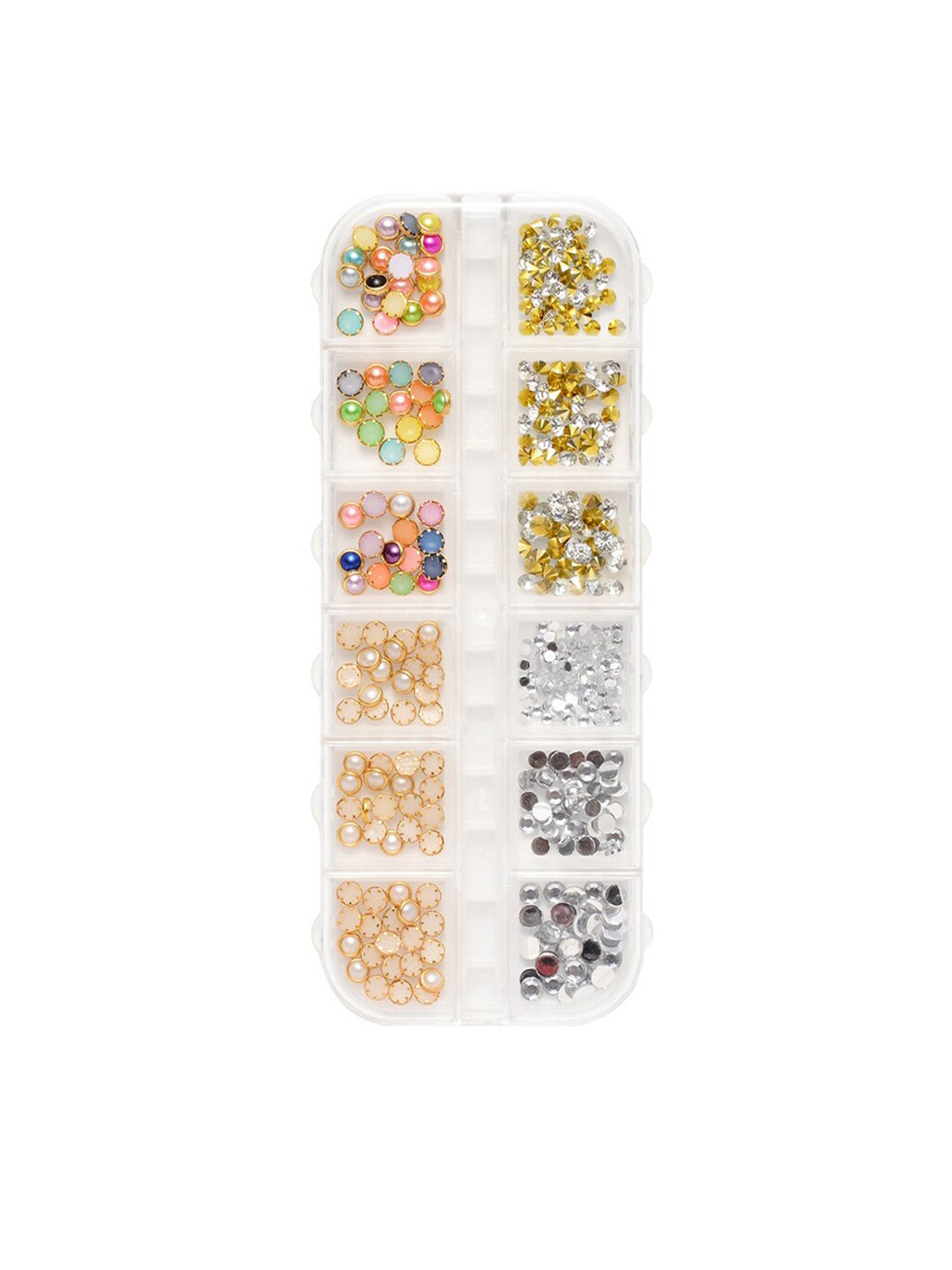 

S.A.V.I. 12 Styles Pearl & Flatback Rhinestones Steel Balls DIY Nail Art Accessories, Multi