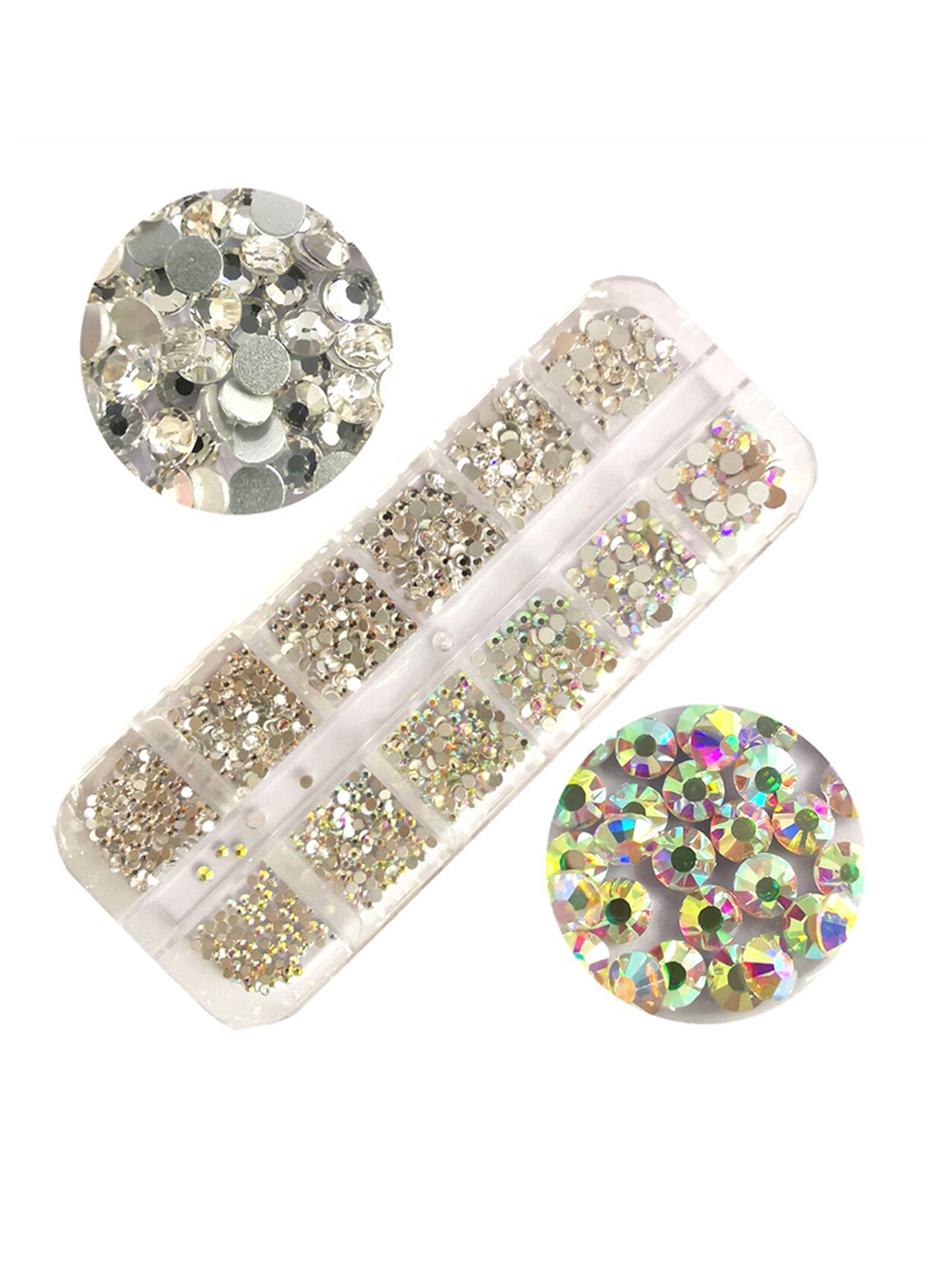 

S.A.V.I. 12 Styles Jewels Rhinestone AB Crystal Diamonds DIY Nail Art Palette, Multi