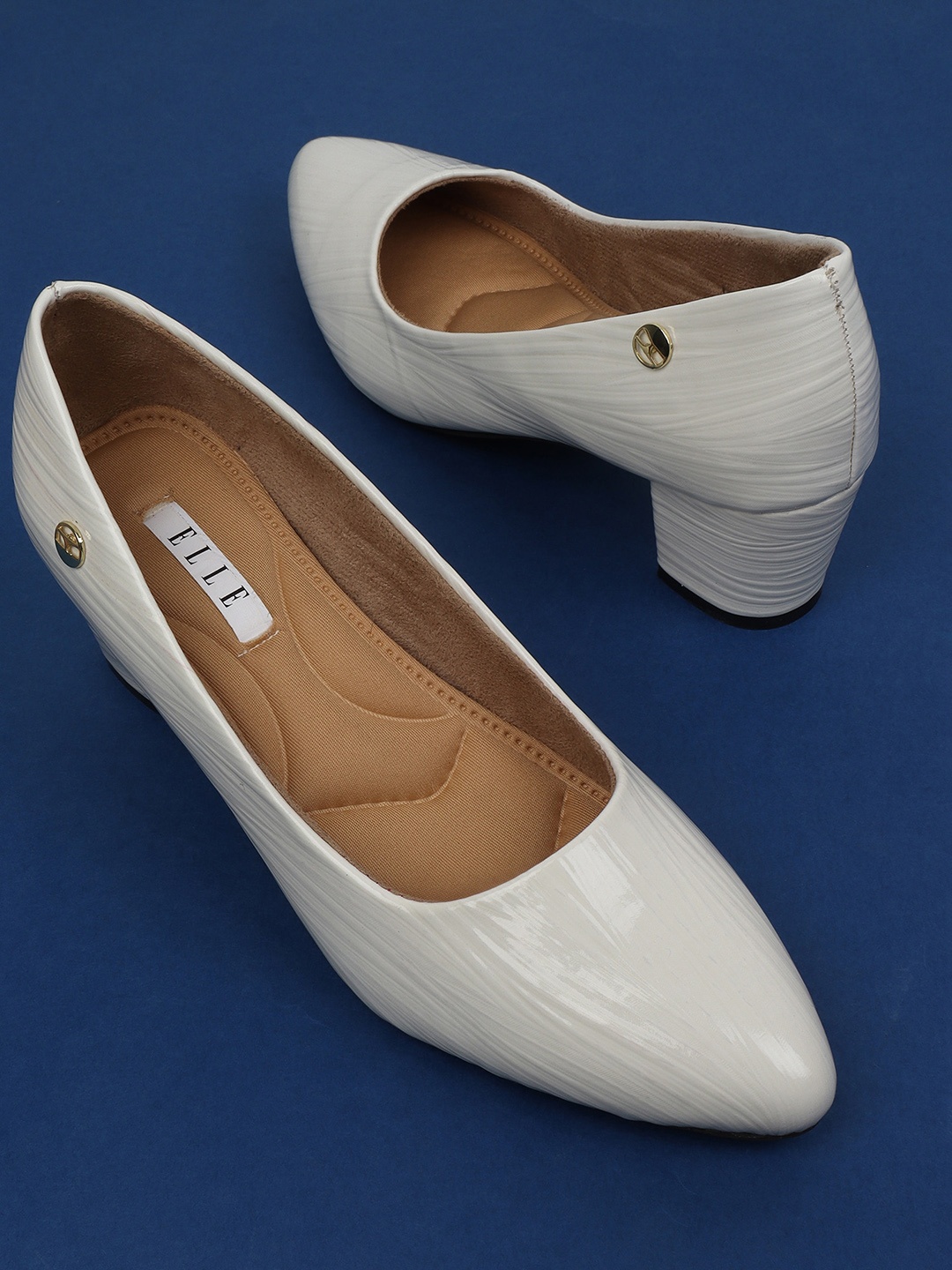 

ELLE Synthetic Block Pumps, White
