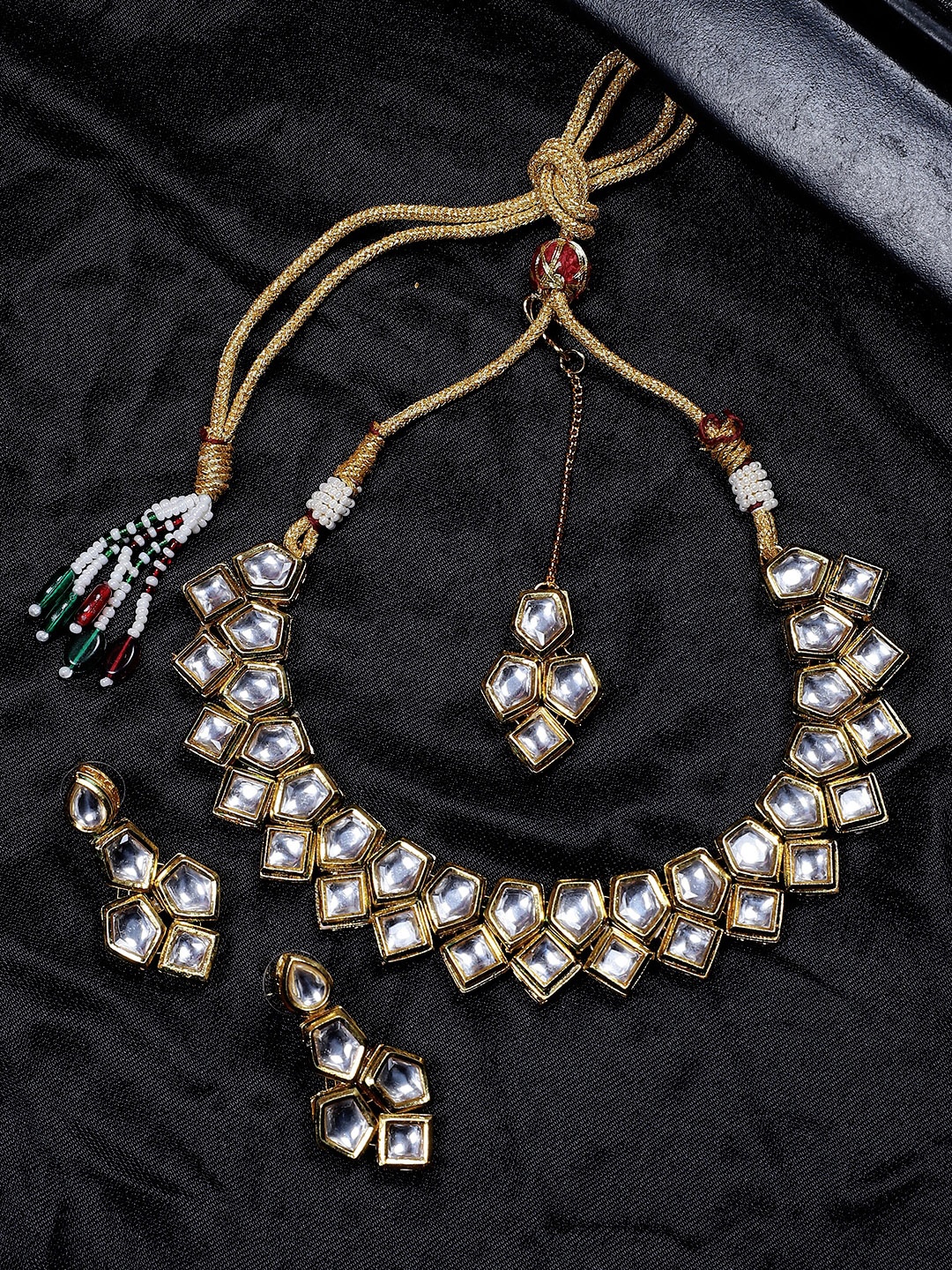 

STEORRA JEWELS Gold-Plated Stone Studded Jewellery Set