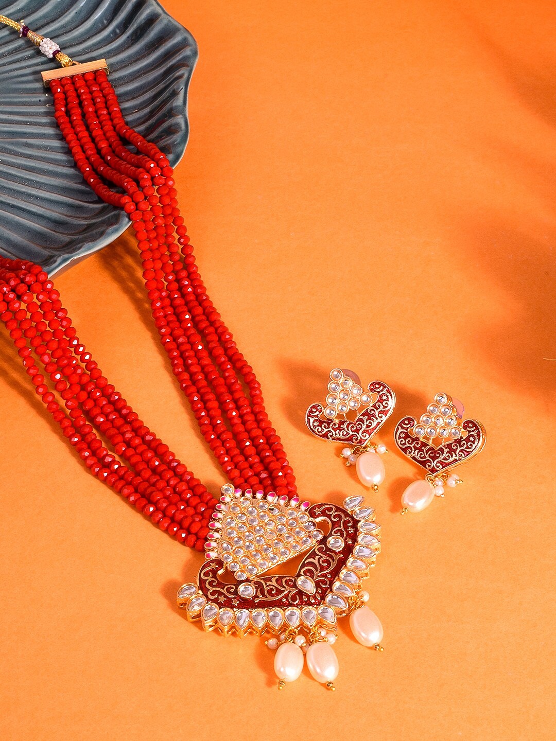 

STEORRA JEWELS Gold-Plated Stone-Studded Jewellery Set