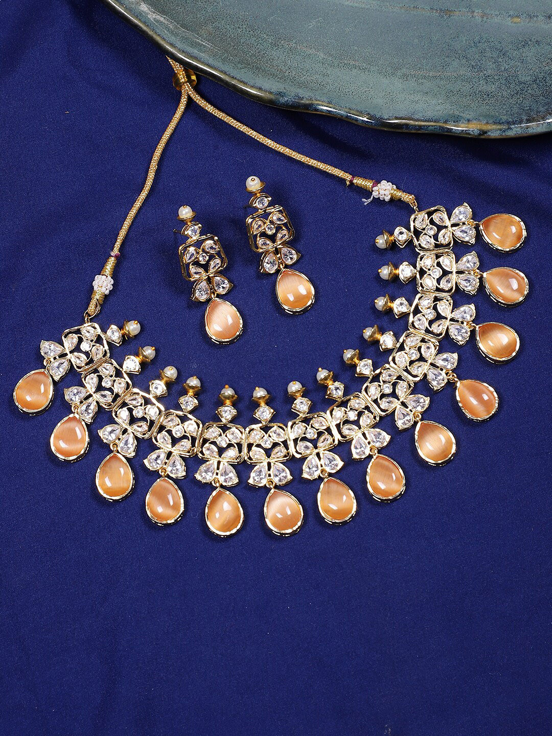 

STEORRA JEWELS Gold-Plated Stone-Studded Jewellery Set