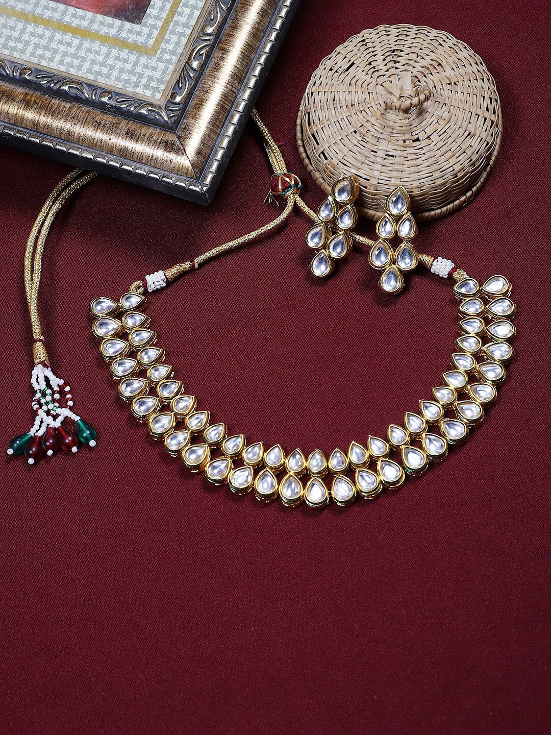 

STEORRA JEWELS Gold-Plated Kundan-Studded Jewellery Set