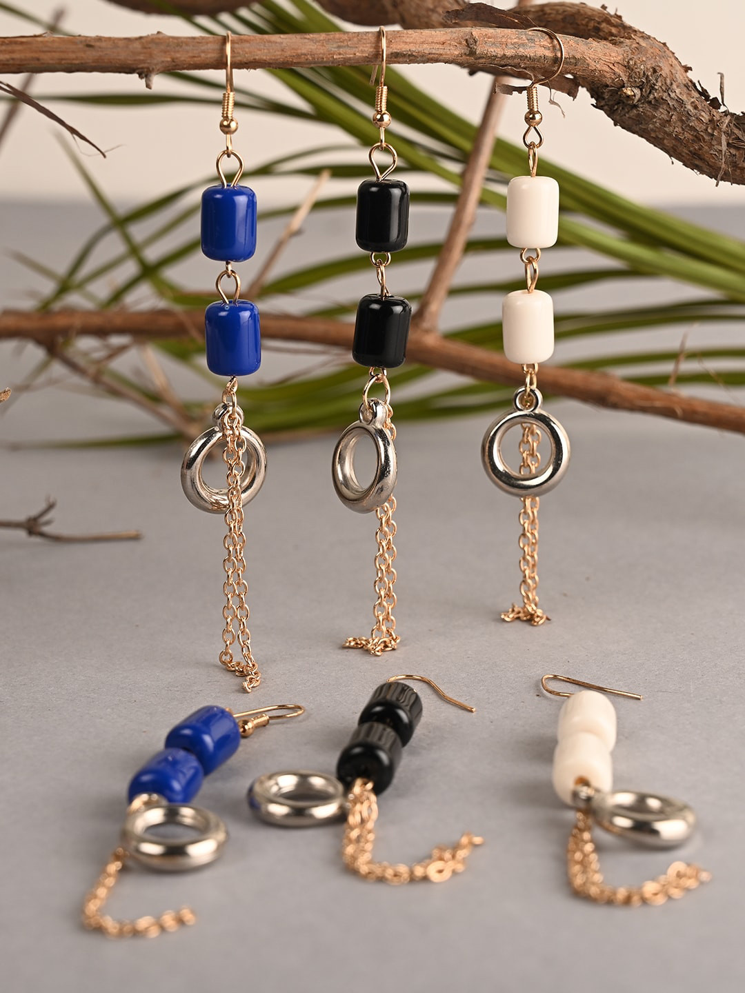 

BuckleUp Pack Of 3 Contemporary Drop Earrings, Blue