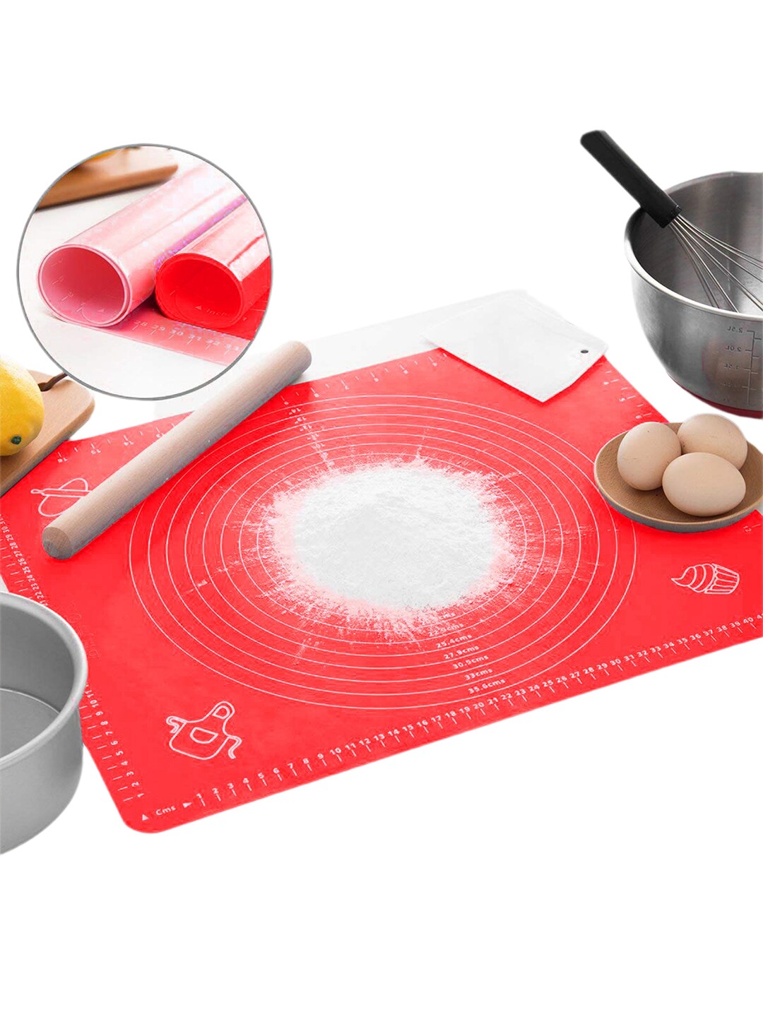 

Kuber Industries Red Printed Non-Stick Silicone Kneading Mat