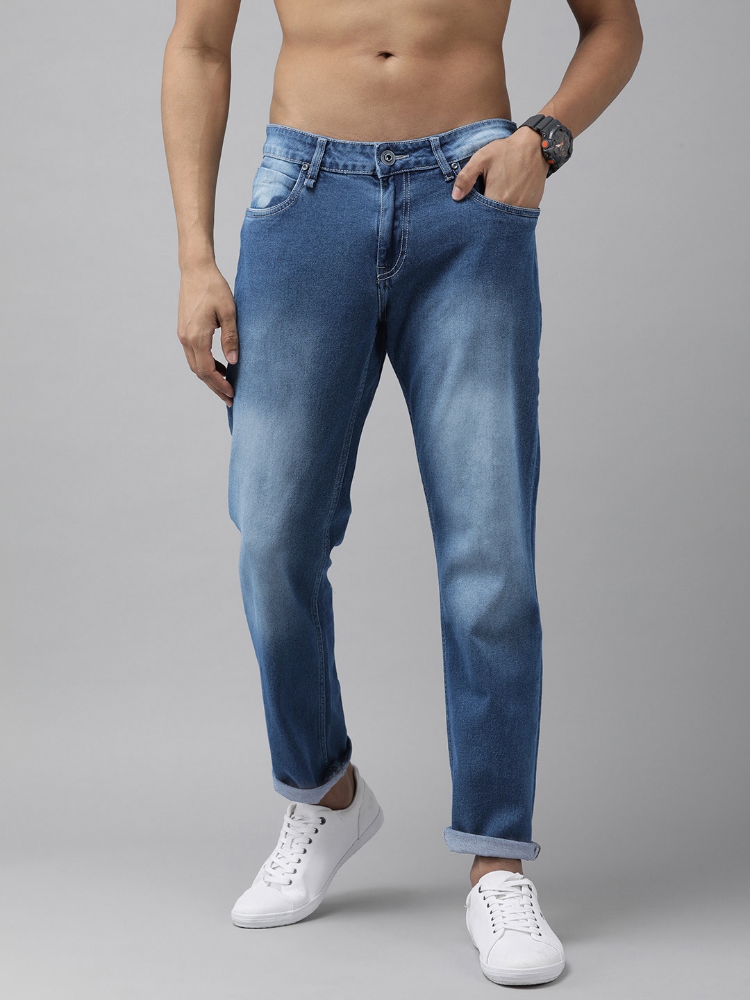 

Roadster Men Skinny Fit Heavy Fade Jeans, Navy blue