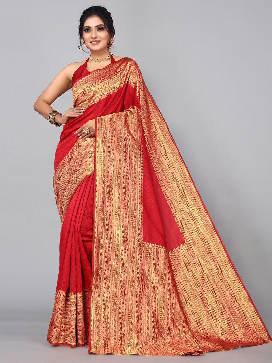

Mitera Ethnic Motifs Zari Banarasi Saree, Red