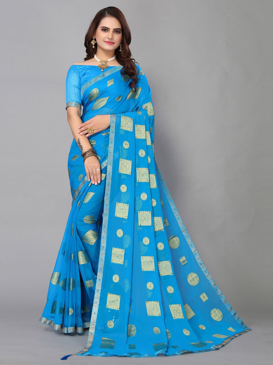 

Mitera Zari Saree, Blue