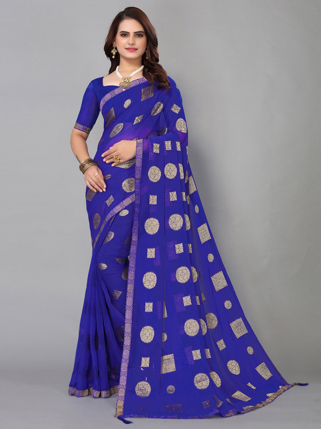 

Mitera Woven Design Zari Saree, Blue