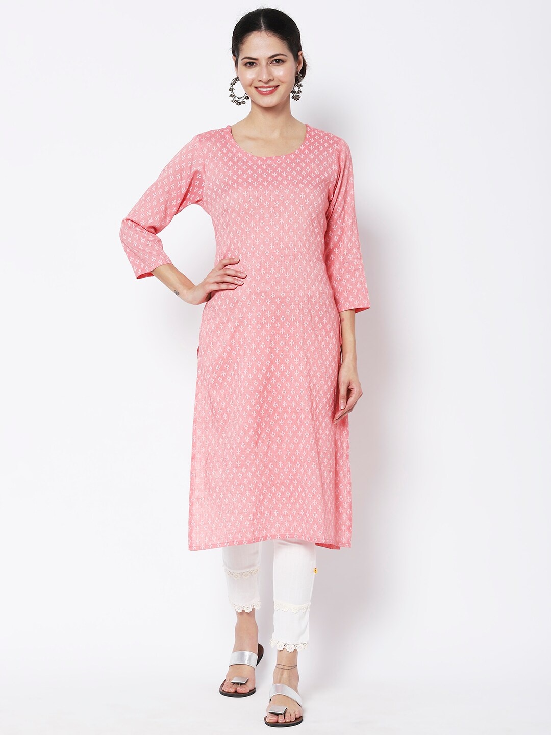 

Vedic Ethnic Motifs Printed Cotton Kurta, Pink