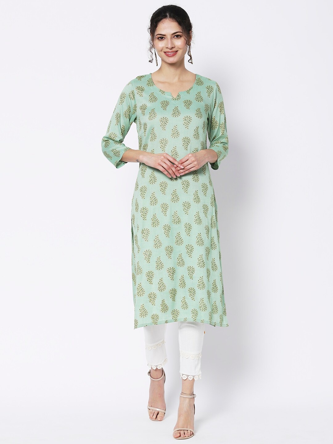 

Vedic Ethnic Motifs Printed Cotton Kurta, Green