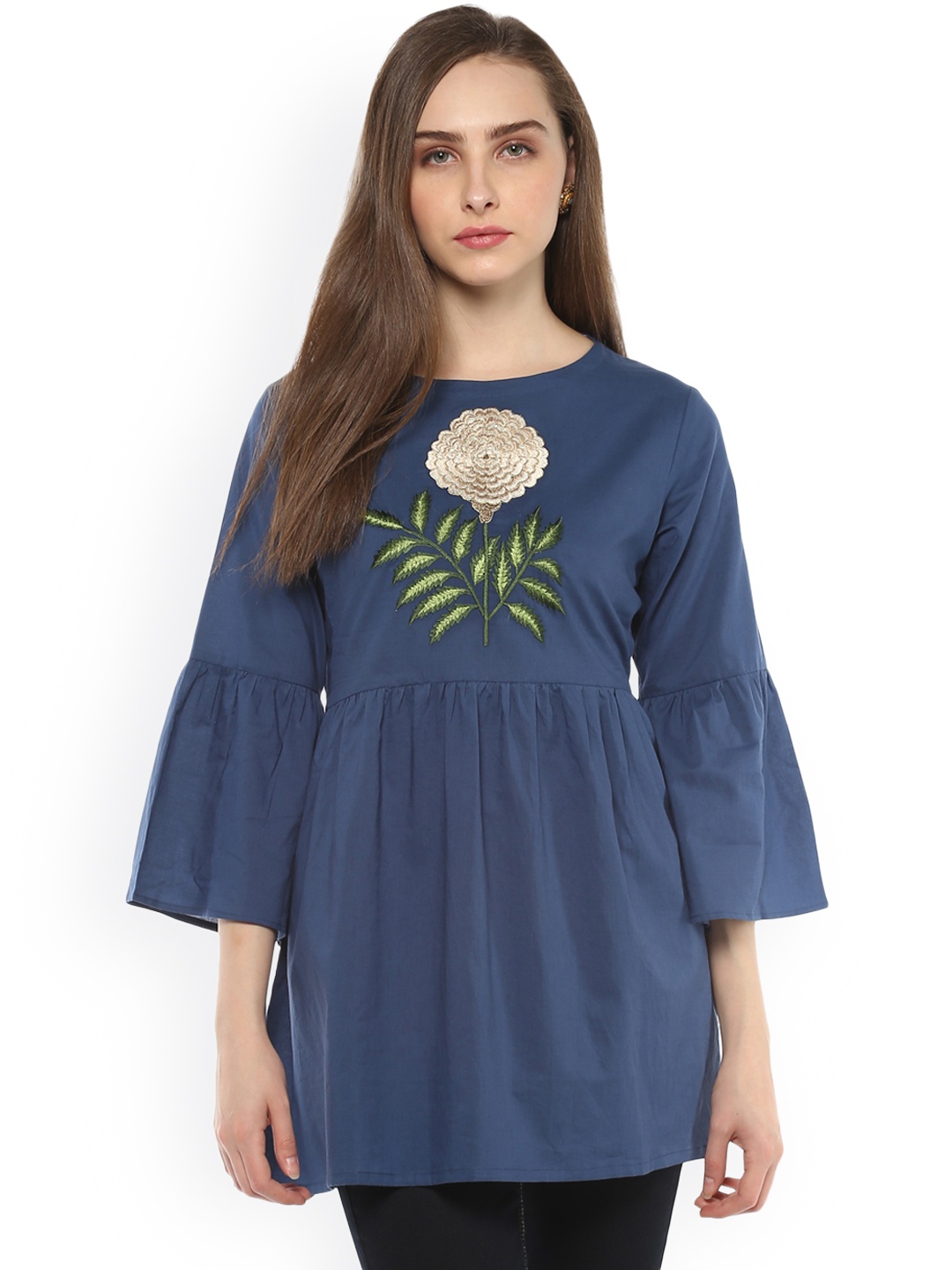 

Bhama Couture Women Navy Blue Solid Top