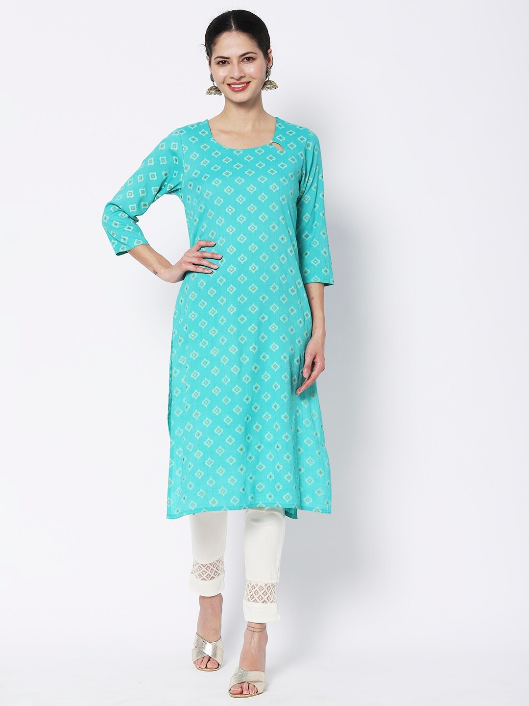 

Vedic Geometric Printed Cotton Kurta, Blue