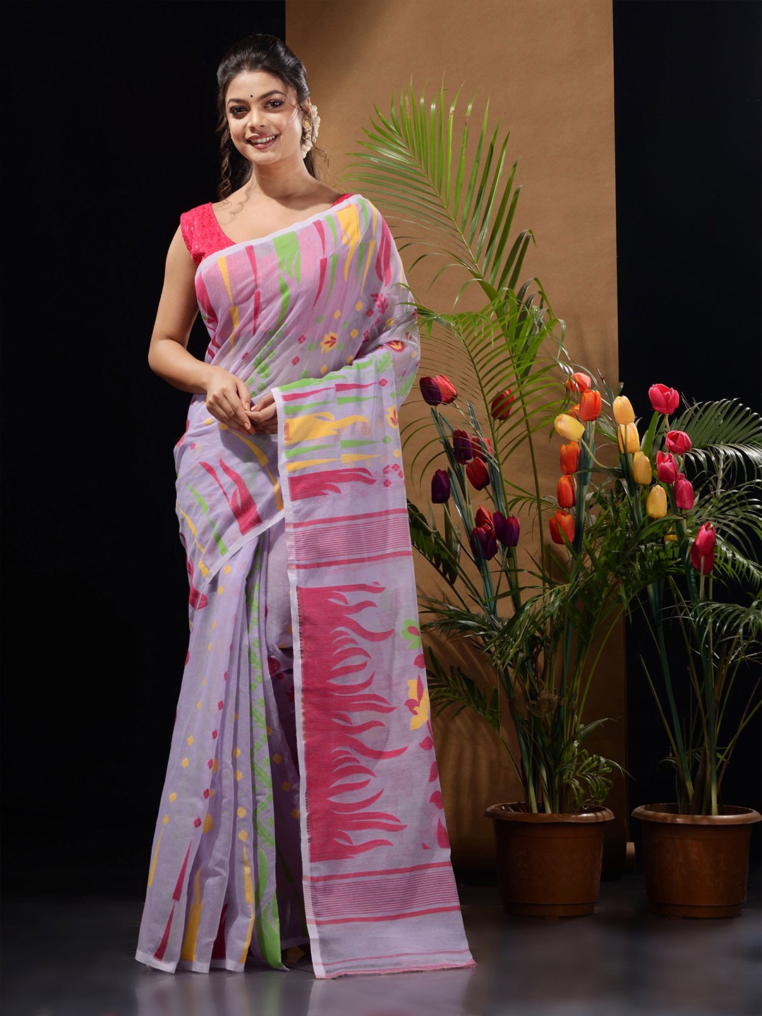 

Charukriti Woven Design Jamdani Saree, Violet