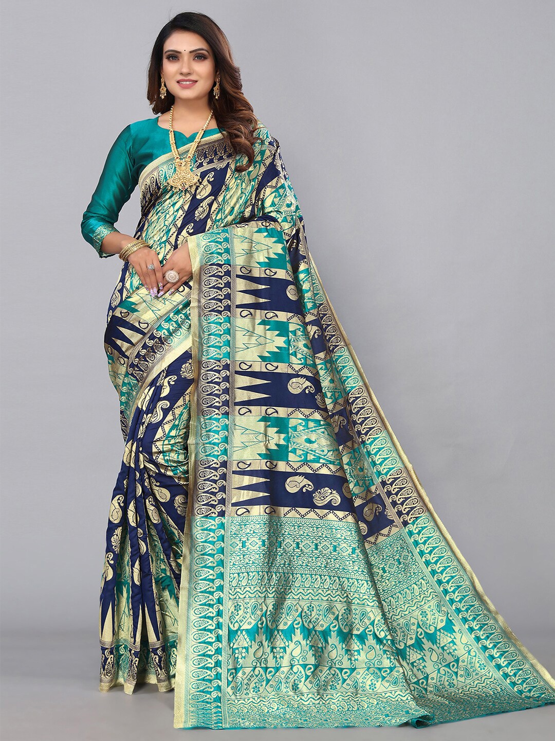 

SIRIL Woven Design Zari Banarasi Saree, Green