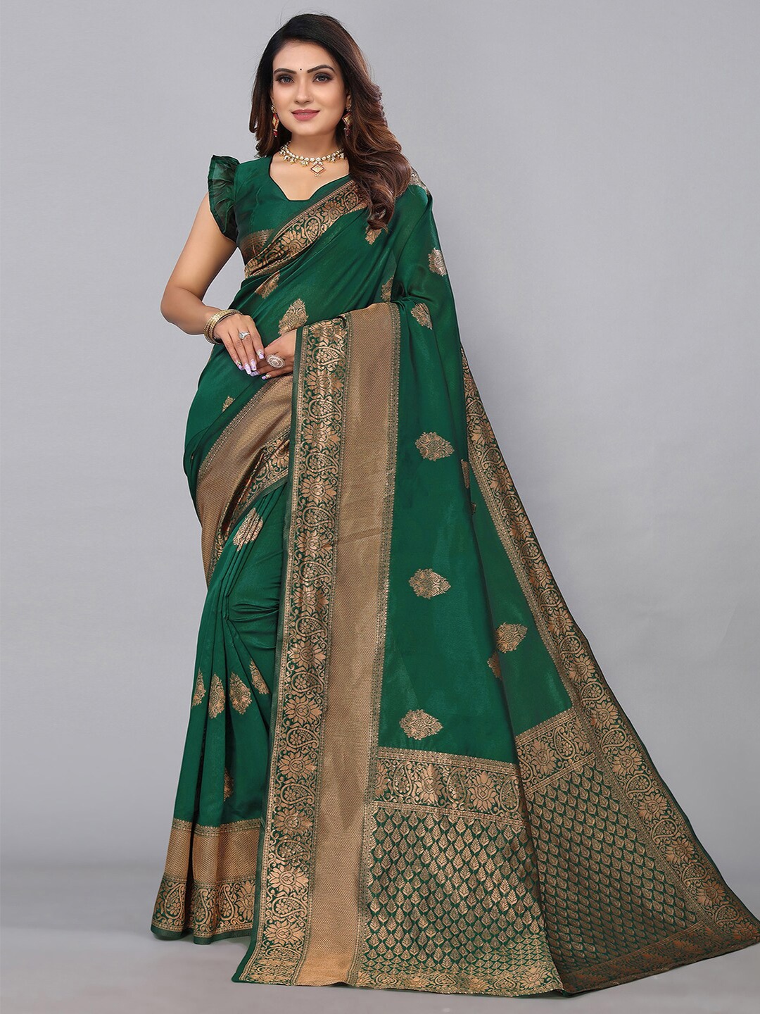

SIRIL Woven Design Banarasi Saree, Green