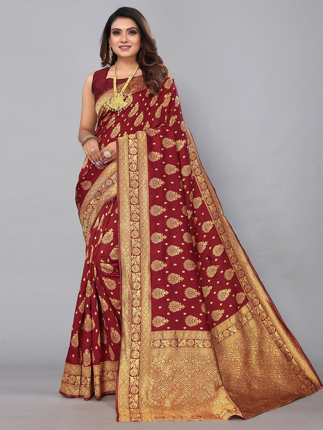 

SIRIL Woven Design Zari Banarasi Saree, Maroon