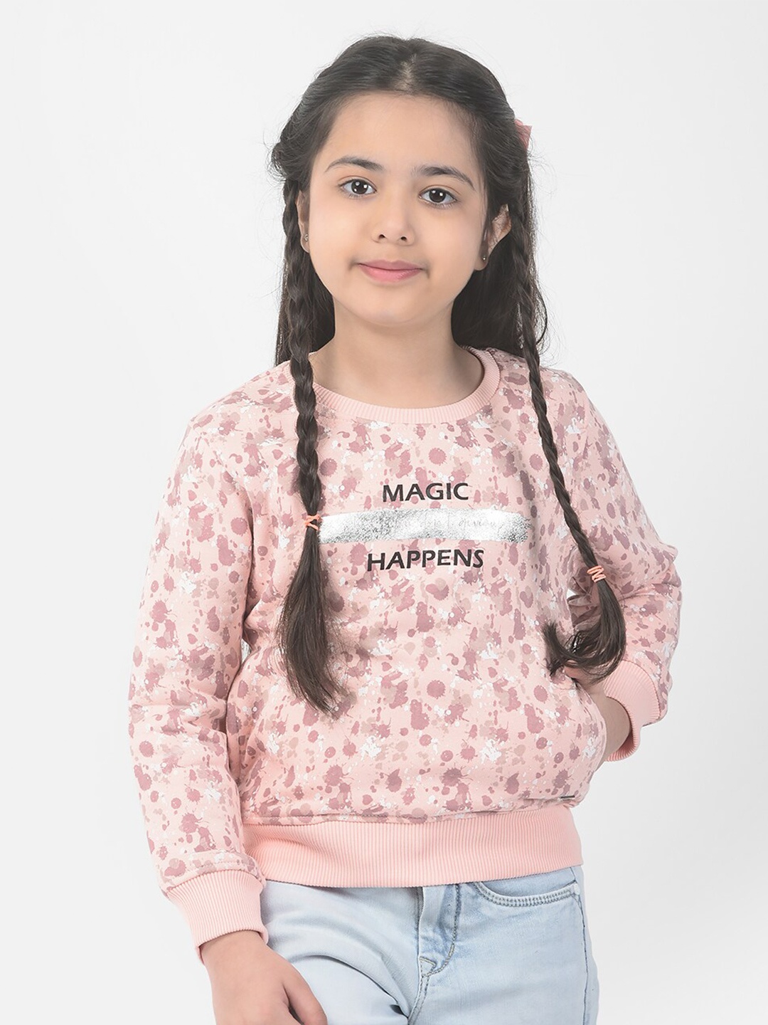 

Crimsoune Club Girls Printed Sweatshirt, Pink