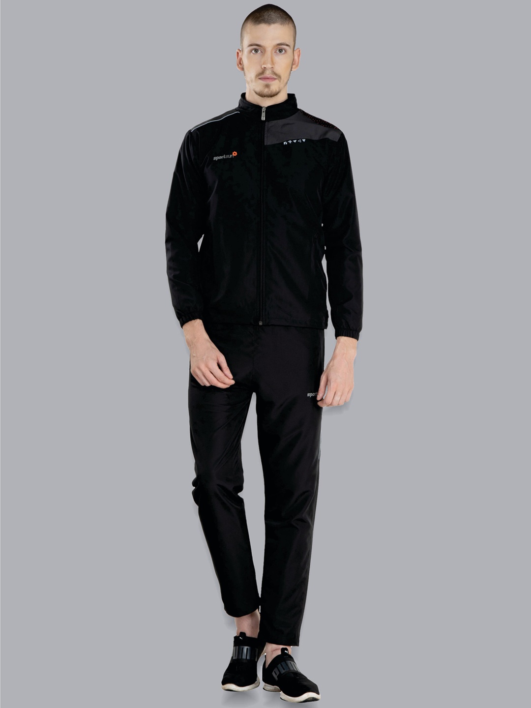 

SPORT SUN Men Mid-Rise Tracksuit, Black