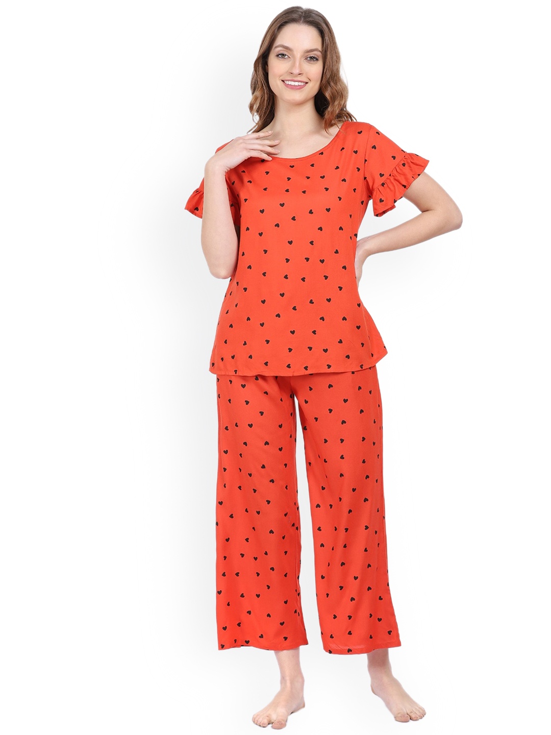

ETC Women Printed Night suit, Maroon