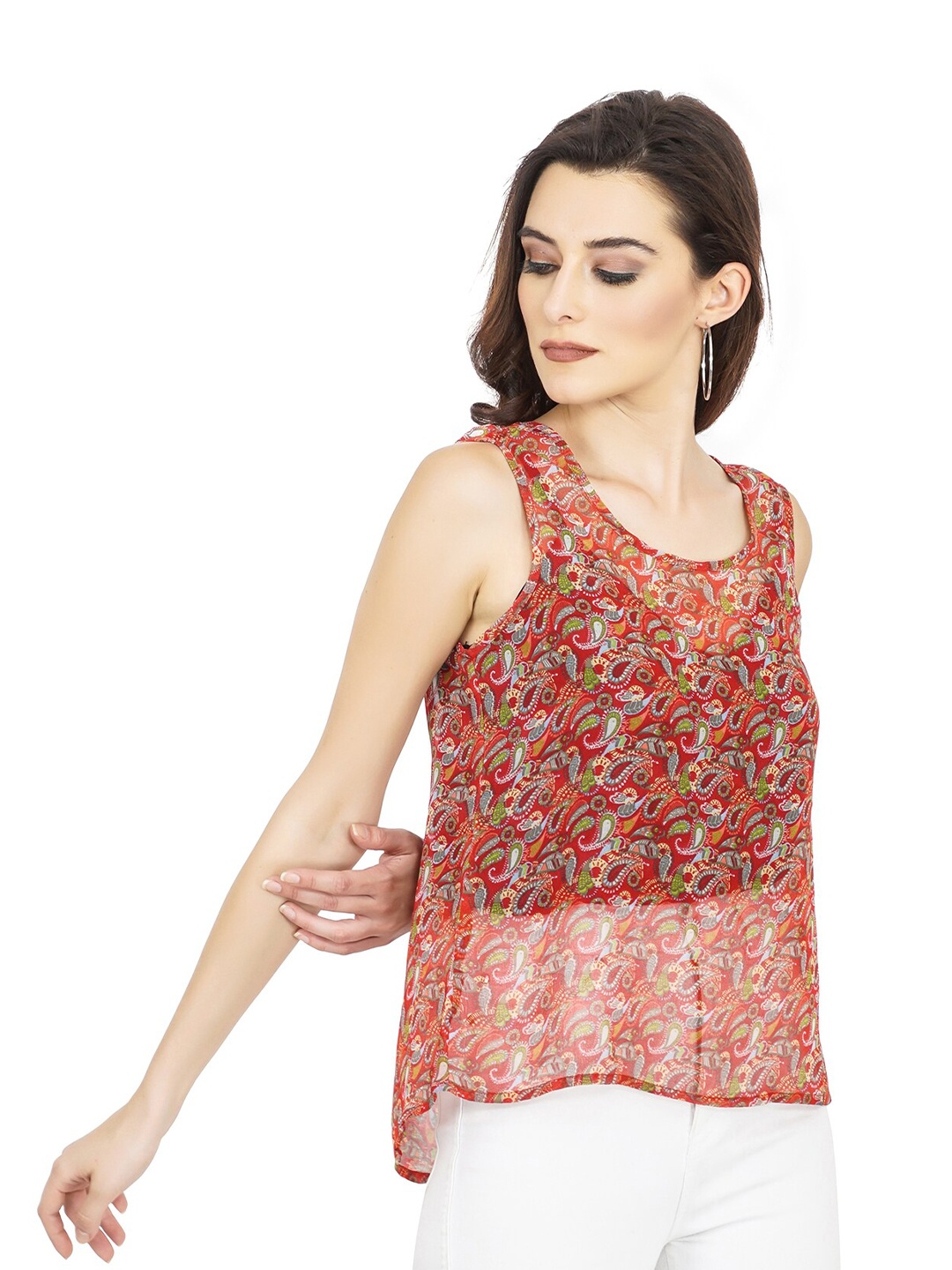 

TSM Print Georgette Top, Red