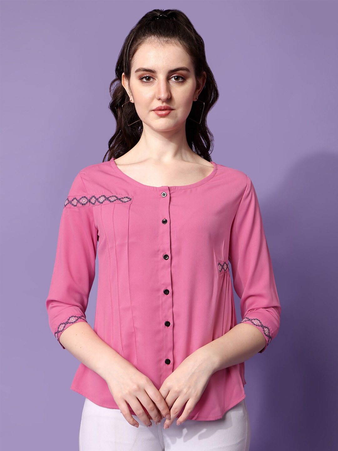 

Prettify Shirt Style Top, Pink