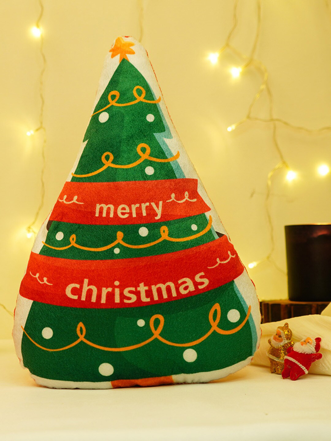 

Crazy Corner Kids Printed Christmas Tree Shape Soft Pillow, Green