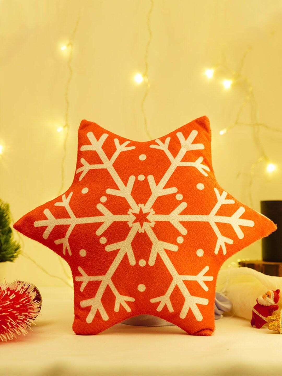 

Crazy Corner Kids Printed Christmas Snowflake Shape Soft Pillow, Red