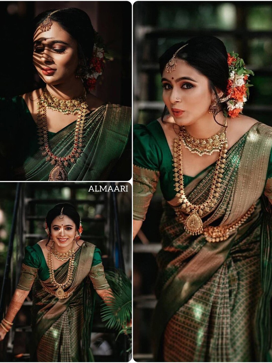 

BESUCHER Ethnic Motifs Zari Silk Blend Kanjeevaram Saree, Green